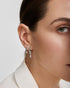 Silver Dangling Bezel Teardrop Huggie Hoop Earrings