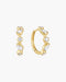 Gold Bezel Round & Teardrop Huggie Hoop Earrings