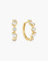 Gold Bezel Round & Teardrop Huggie Hoop Earrings