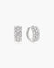 Silver Triple Row Bezel Huggie Hoop Earrings