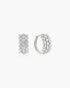 Silver Triple Row Bezel Huggie Hoop Earrings