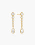 Gold Graduated Bezel Round & Teardrop Dangle Stud Earrings