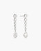 Silver Graduated Bezel Round & Teardrop Dangle Stud Earrings