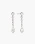 Silver Graduated Bezel Round & Teardrop Dangle Stud Earrings