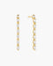 Gold Half-Bezel Oval Linear Dangle Stud Earrings