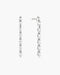 Silver Half-Bezel Oval Linear Dangle Stud Earrings