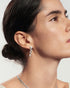 Silver Half-Bezel Teardrop Dual Drop Stud Earrings