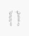 Silver Half-Bezel Teardrop Dual Drop Stud Earrings