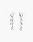 Silver Half-Bezel Teardrop Dual Drop Stud Earrings