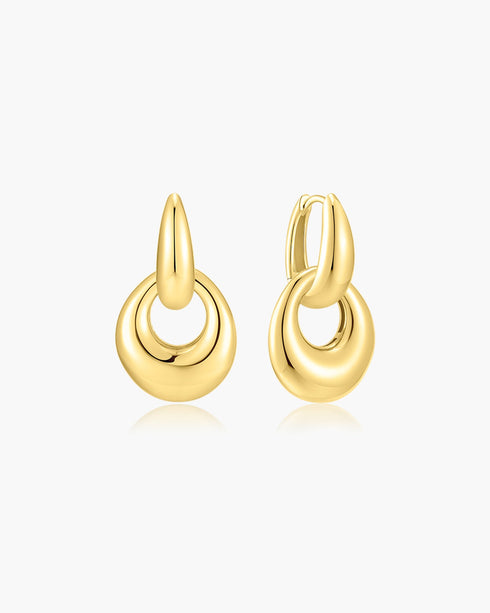 Two-Tone Hollow Organic Pebble Drop Earrings