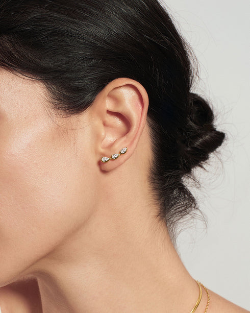 Gold Triple Half-Bezel Teardrop Climbers