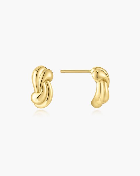 Gold Rope Twist Stud Earrings