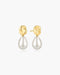 Gold Twist & Shell Pearl Drop Stud Earrings
