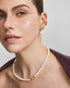 Gold Glass Pearl Beaded Twist Station Necklace