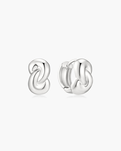 Silver Rope Twist Huggie Hoop Earrings