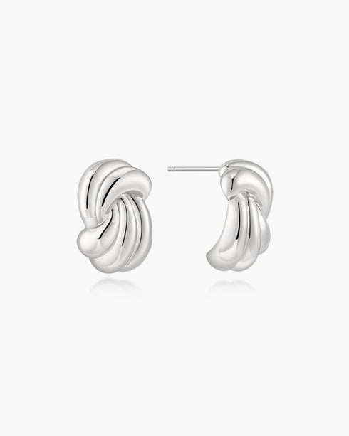Silver Ripple Twist Stud Earrings