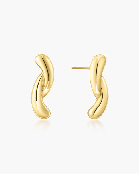 Gold Twist Stud Earrings