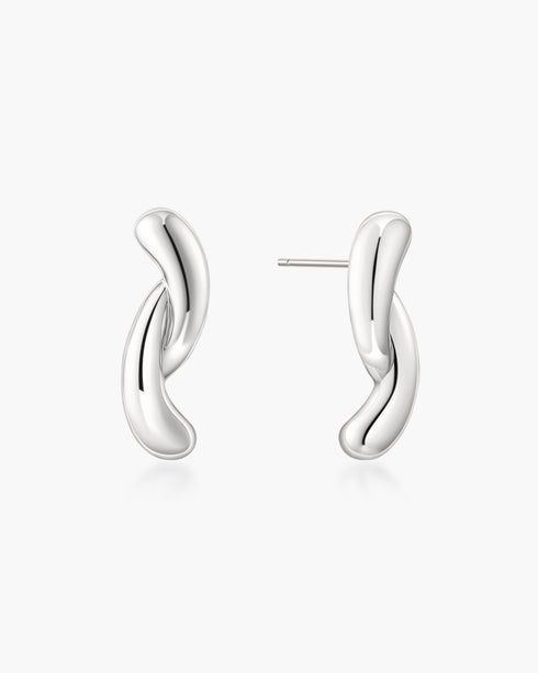 Silver Twist Stud Earrings