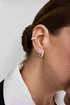 Silver Pave & Polished Teardrop Duet Stud Earrings