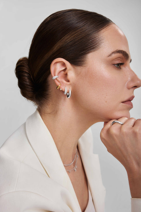 Silver Classic Dome Hoop Earrings