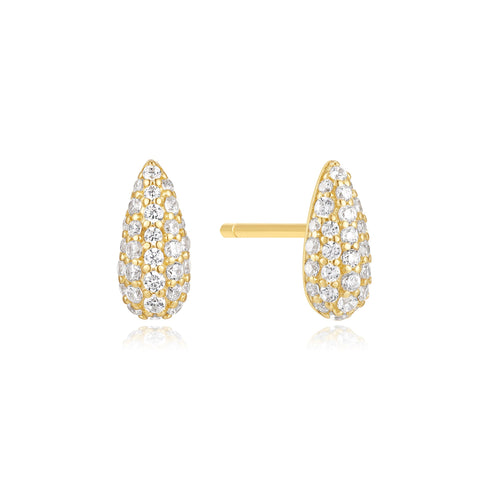 Gold Pave Dome Stud Earrings