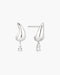 Silver Curved Teardrop Dangle Stud Earrings