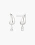 Silver Curved Teardrop Dangle Stud Earrings
