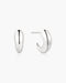 Silver Dome Stud Hoop Earrings