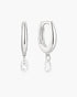 Silver Teardrop Dangle Huggie Hoop Earrings