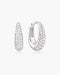 Silver Pave Dome Huggie Hoop Earrings