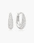 Silver Pave Dome Huggie Hoop Earrings