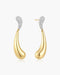 Gold Pave & Polished Wave Teardrop Dangle Stud Earrings