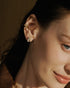 Gold Bezel Inverted Teardrop & Round Stud Earrings