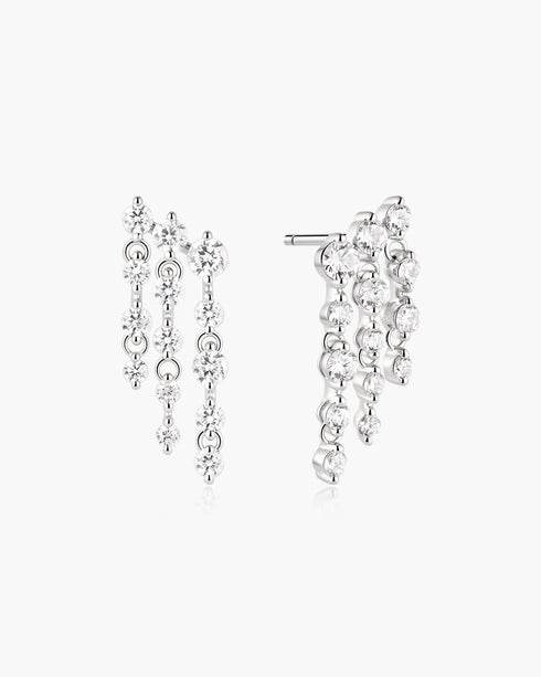 Silver Triple Fringe Stud Earrings | Ania Haie Australia
