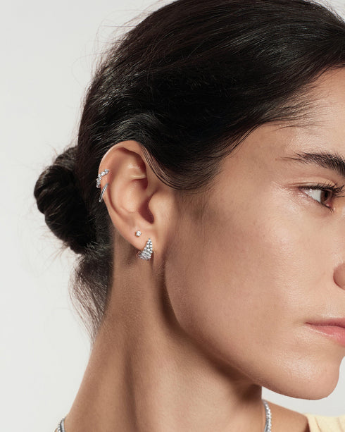 Silver Zig-Zag Pave Huggie Hoop Earrings | Ania Haie Australia