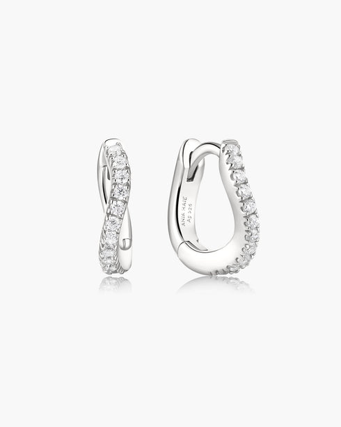Silver Slim Pave Wave Huggie Hoop Earrings | Ania Haie Australia