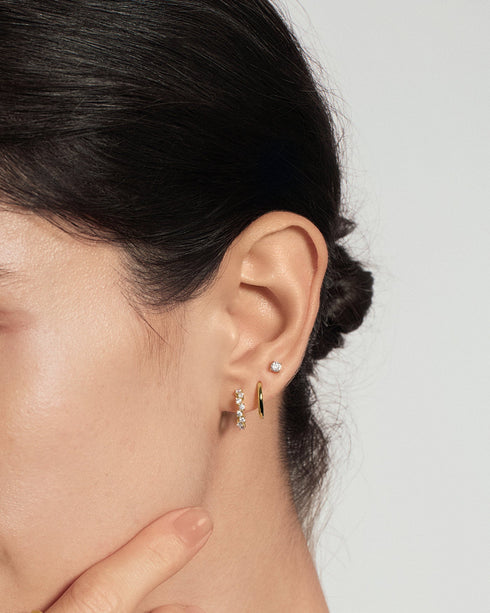 Gold Zig-Zag Pave Huggie Hoop Earrings | Ania Haie Australia