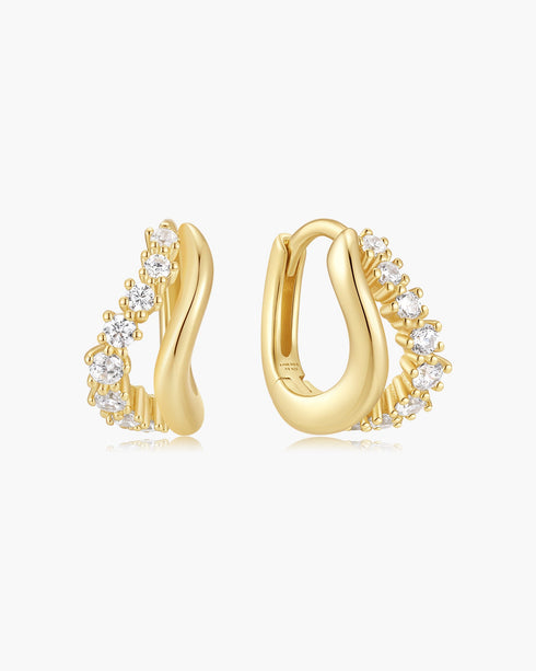 Gold Duet Wave Huggie Hoop Earrings | Ania Haie Australia