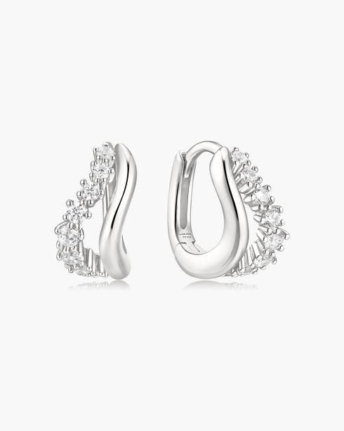 Silver Duet Wave Huggie Hoop Earrings | Ania Haie Australia