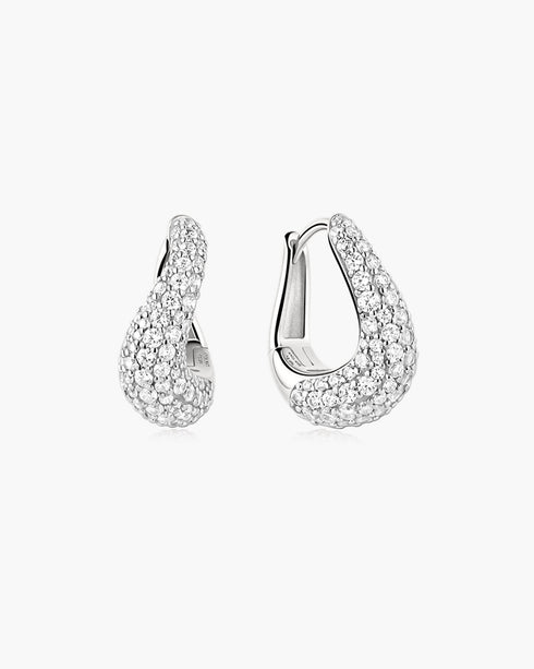 Silver Wave Huggie Hoop Earrings | Ania Haie Australia