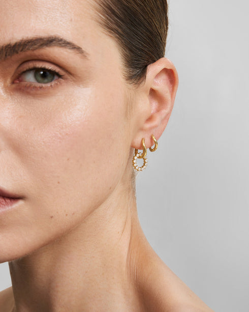 Gold Pave Interlocked Huggie Hoop Earrings | Ania Haie Australia