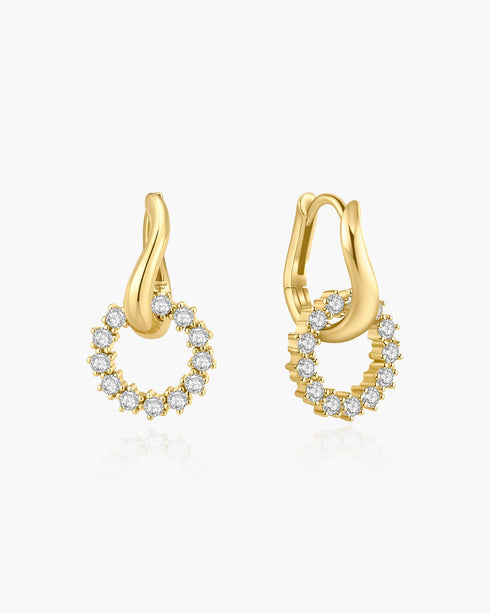 Gold Pave Interlocked Huggie Hoop Earrings | Ania Haie Australia