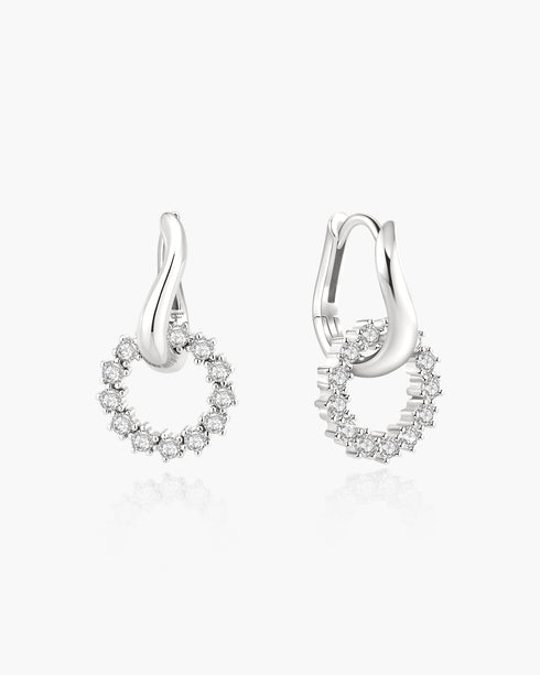 Silver Pave Interlocked Huggie Hoop Earrings | Ania Haie Australia
