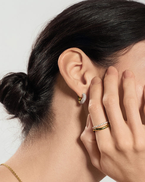 Gold Chunky Pave Wave Huggie Hoop Earrings | Ania Haie Australia