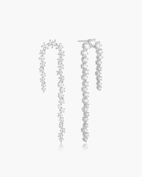 Silver Sparkling Zig-Zag Drop Stud Earrings | Ania Haie Australia