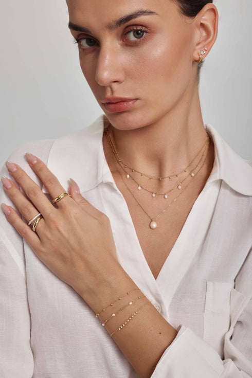 Gold Toi & Moi Stud Earrings