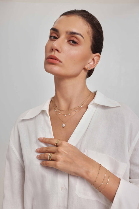 Gold Baroque Pearl Pendant Necklace