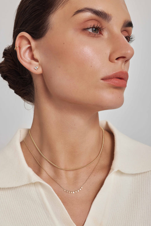 Gold Graduated Trinity Stud Earrings