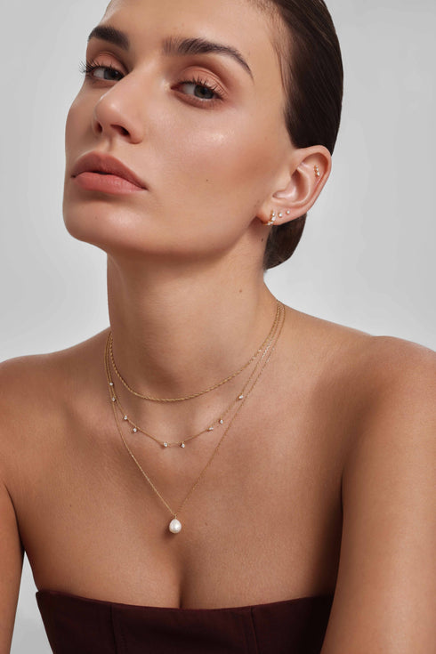 Gold Teardrop & Round Zig-Zag Huggie Hoop Earrings