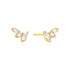 Gold Half-Bezel Triple Marquise Stud Earrings